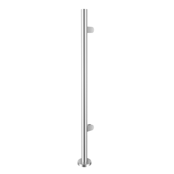 Barandilla de acero inoxidable, columna final de 110 cm, Capacidad de carga: 80 kg, Plata