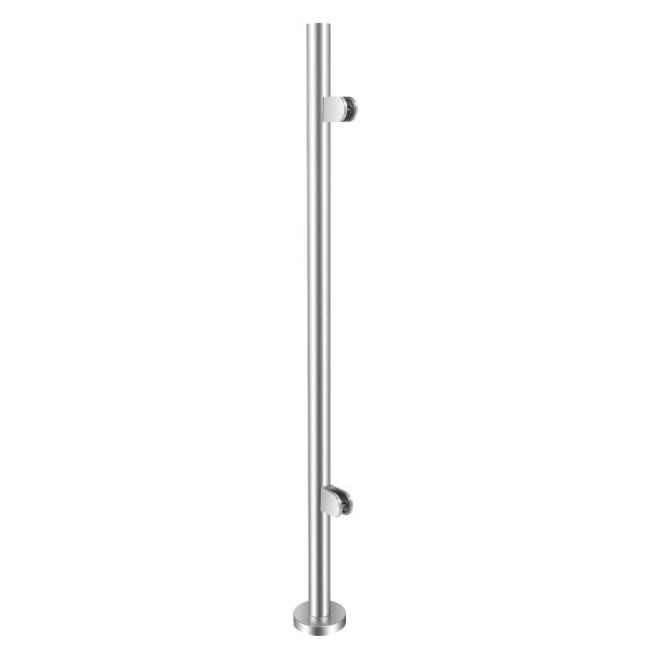 Barandilla de acero inoxidable, columna final de 110 cm, Capacidad de carga: 80 kg, Plata