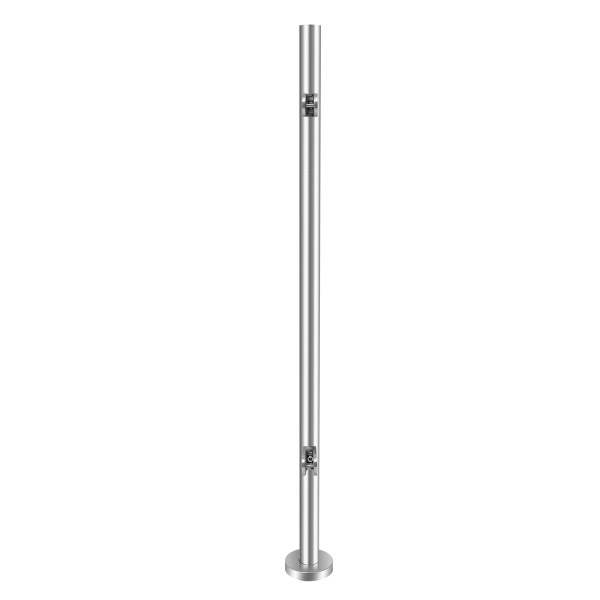 Barandilla de acero inoxidable, columna final de 110 cm, Capacidad de carga: 80 kg, Plata