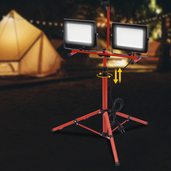 Foco de trabajo guiado con trípode 20000LM, 200W, 6500K, IP65, Impermeable, ángulo de luz ajustable, proyector guiado portátil