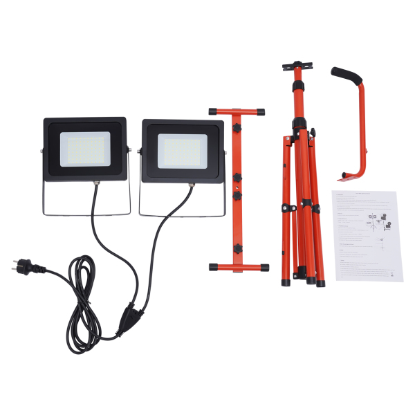 Foco de trabajo guiado con trípode 20000LM, 200W, 6500K, IP65, Impermeable, ángulo de luz ajustable, proyector guiado portátil Foco de trabajo guiado con trípode 20000LM, 200W, 6500K, IP65, Impermeable, ángulo de luz ajustable, proyector guiado portátil