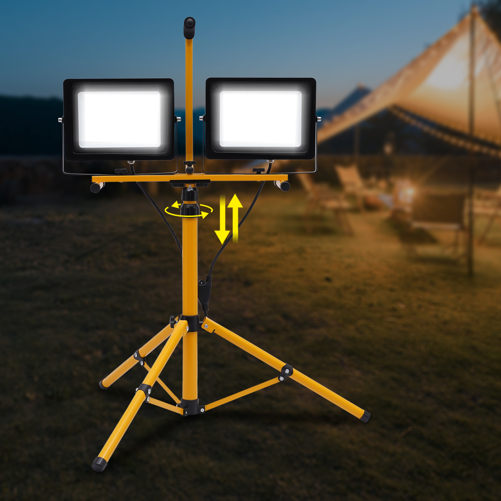 Luz de trabajo guiada con trípode 20000LM 200W 6500K IP65 Impermeable ángulo de luz ajustable proyector