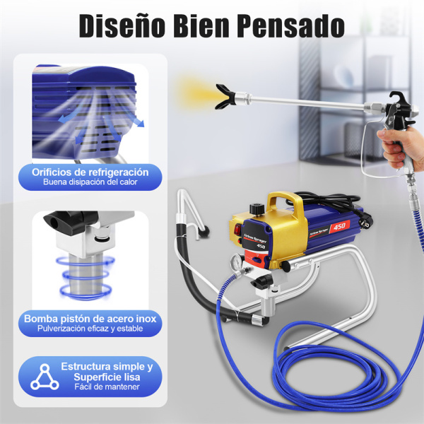 Máquina pulverizadora airless 450 azul + dorado (enchufe europeo 220V)