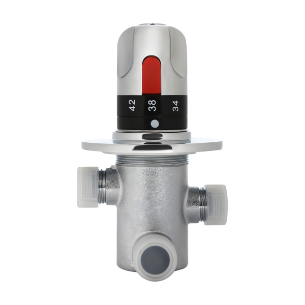 G1 / 2 "válvula de ángulo de baño de cobre macizo de plata de tres vías, 20-60℃, Termostato automático, Alta seguridad