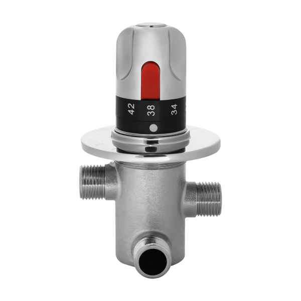 G1 / 2 "válvula de ángulo de baño de cobre macizo de plata de tres vías, 20-60℃, Termostato automático, Alta seguridad