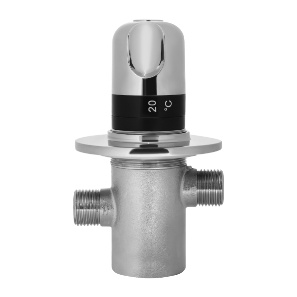 G1 / 2 "válvula de ángulo de baño de cobre macizo de plata de tres vías, 20-60℃, Termostato automático, Alta seguridad