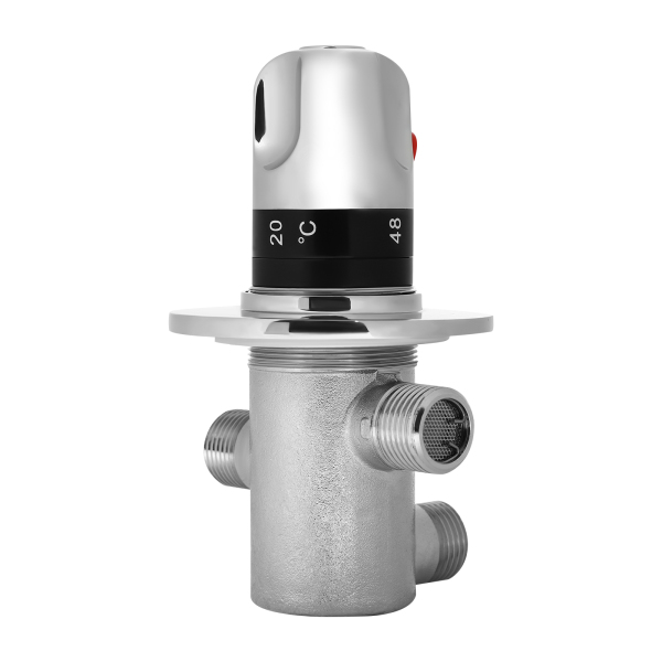 G1 / 2 "válvula de ángulo de baño de cobre macizo de plata de tres vías, 20-60℃, Termostato automático, Alta seguridad