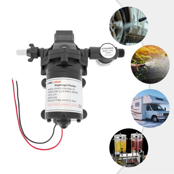 Bomba industrial de agua a presión, bomba de diafragma autocebante, para caravanas, riego agrícola, etc., 20,95*8,3 cm Bomba industrial de agua a presión, bomba de diafragma autocebante, para caravanas, riego agrícola, etc., 20,95*8,3 cm