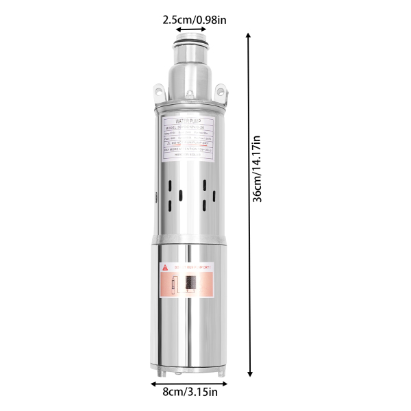 Bomba para pozos profundos, 12 V, 1,2 m³/h, 180 W, bomba sumergible