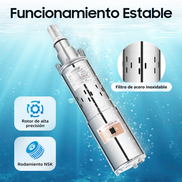 Bomba para pozos profundos, 12 V, 1,2 m³/h, 180 W, bomba sumergible