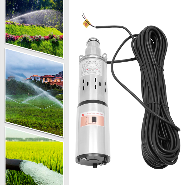 Bomba de agua sumergible, 24 V, 200 W, Carcasa de acero inoxidable, sumergible hasta 30 m Bomba de agua sumergible, 24 V, 200 W, Carcasa de acero inoxidable, sumergible hasta 30 m