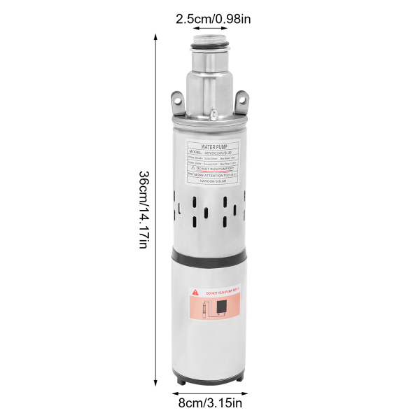 Bomba de agua sumergible, 24 V, 200 W, Carcasa de acero inoxidable, sumergible hasta 30 m