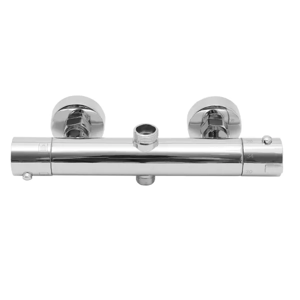 Termostato de ducha redondo, grifo mezclador de ducha, con temperatura y regulador de flujo cromo, superior 3/4" BSP, inferior 1/2" BSP