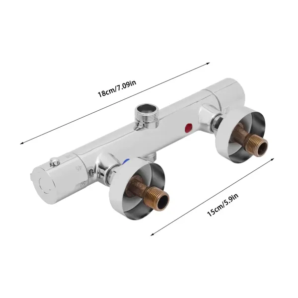 Termostato de ducha redondo, grifo mezclador de ducha, con temperatura y regulador de flujo cromo, superior 3/4" BSP, inferior 1/2" BSP