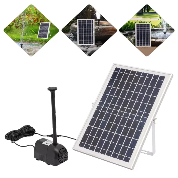 Bomba solar para estanque, 1000L/h, 17 V/10 W, Bomba de agua solar ecológica de bajo ruido para el hogar para fuente de jardín Bomba solar para estanque, 1000L/h, 17 V/10 W, Bomba de agua solar ecológica de bajo ruido para el hogar para fuente de jardín