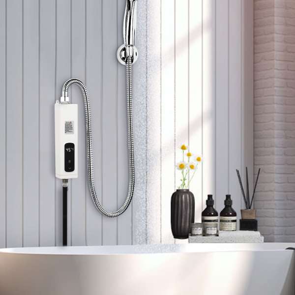 Mini Calentador de agua eléctrico de agua instantáneo 5,5 kW, 220 V, potencia regulable, sin depósito para baño, cocina, con cabezal de ducha