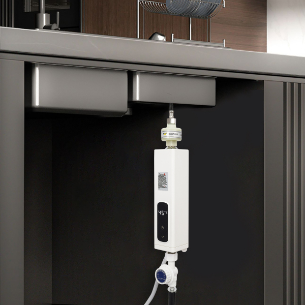 Mini Calentador de agua eléctrico de agua instantáneo 5,5 kW, 220 V, potencia regulable, sin depósito para baño, cocina, con cabezal de ducha