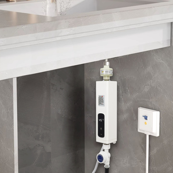 Mini Calentador de agua eléctrico de agua instantáneo 5,5 kW, 220 V, potencia regulable, sin depósito para baño, cocina, con cabezal de ducha