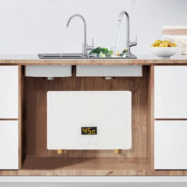 Mini calentador de agua sin depósito 5.5KW 220 V sistema de calefacción termostática con mando a distancia, pantalla táctil digital para cocina y baño