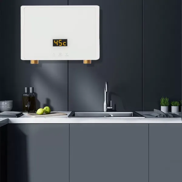 Mini calentador de agua sin depósito 5.5KW 220 V sistema de calefacción termostática con mando a distancia, pantalla táctil digital para cocina y baño