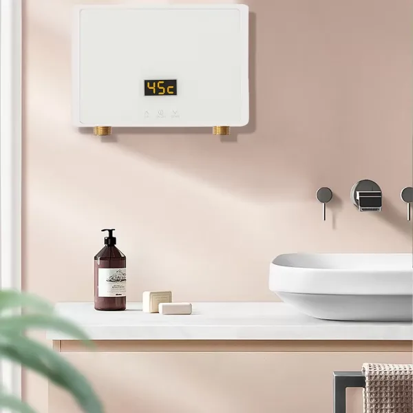 Mini calentador de agua sin depósito 5.5KW 220 V sistema de calefacción termostática con mando a distancia, pantalla táctil digital para cocina y baño