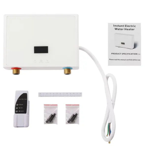 Mini calentador de agua sin depósito 5.5KW 220 V sistema de calefacción termostática con mando a distancia, pantalla táctil digital para cocina y baño