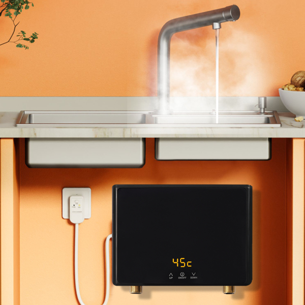 5500 W Mini calentador de agua instantáneo eléctrico 220 V, con control remoto pantalla táctil digital