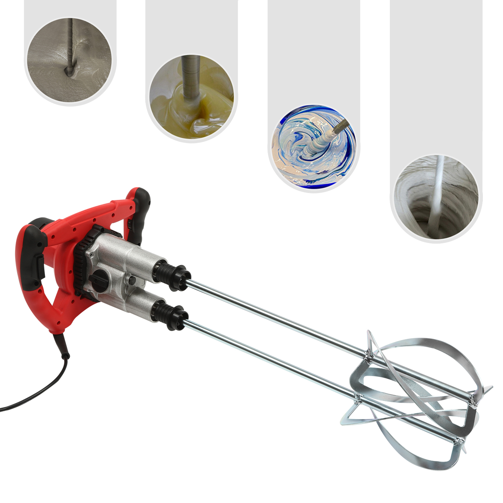 Agitador de pintura y mortero de 1800 W, mezcladores para hormigón, pintura, betún, etc., 6 velocidades opcionales Agitador de pintura y mortero de 1800 W, mezcladores para hormigón, pintura, betún, etc., 6 velocidades opcionales