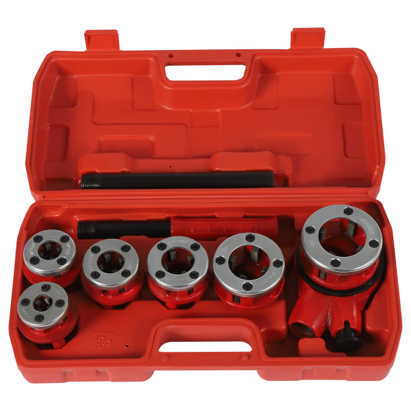 Kit de roscadora de tubos con carraca Kit de roscadora de tubos para fontaneros con 6 troqueles y maletín de almacenamiento