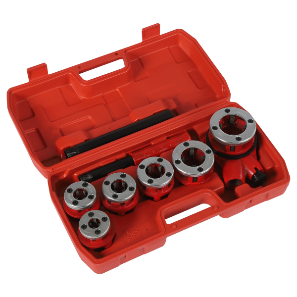 Kit de roscadora de tubos con carraca Kit de roscadora de tubos para fontaneros con 6 troqueles y maletín de almacenamiento