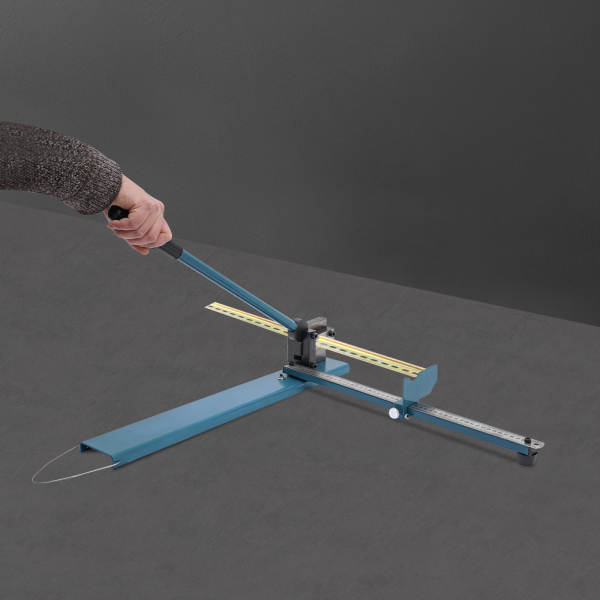 Máquina cortadora de raíles, Cortadora de raíles guía con regla de medición, Ancho de corte: 35-40cm, Azul