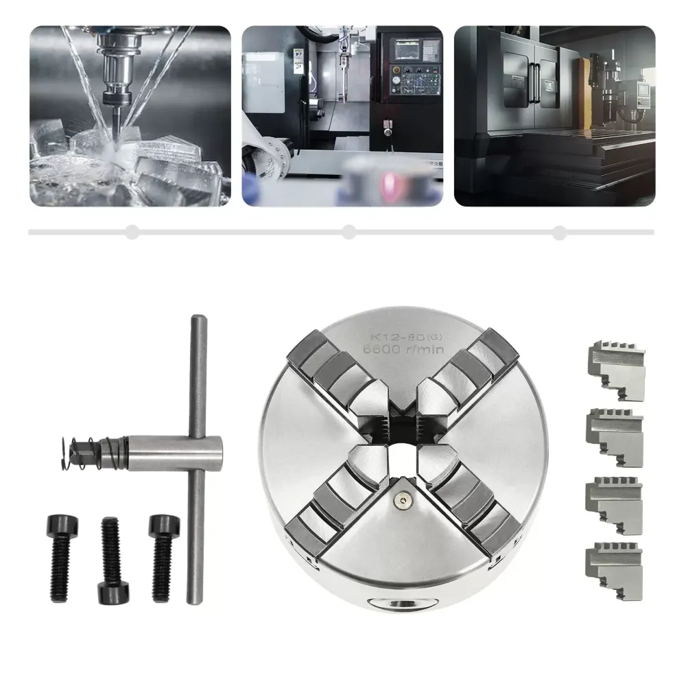 CNCEST Portabrocas profesional con 4 mandíbulas de 80 mm de diámetro para tornos