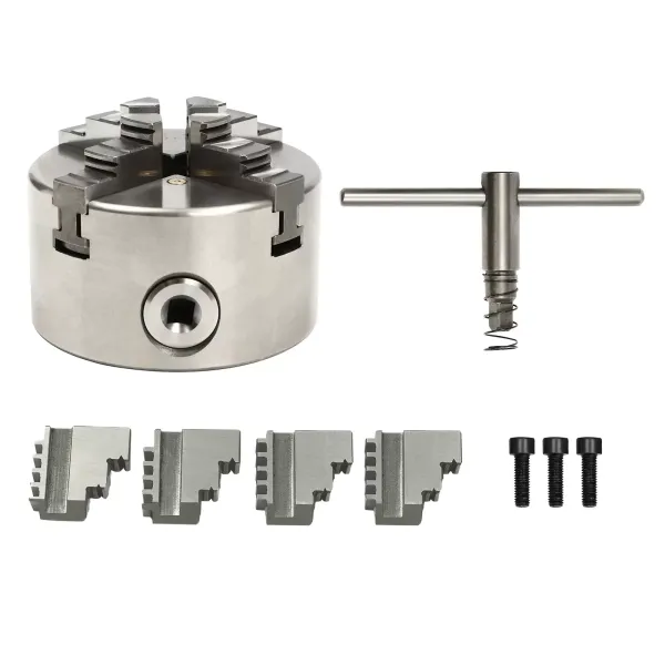 CNCEST Portabrocas profesional con 4 mandíbulas de 80 mm de diámetro para tornos CNCEST Portabrocas profesional con 4 mandíbulas de 80 mm de diámetro para tornos