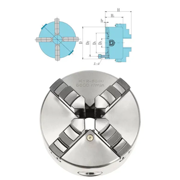 CNCEST Portabrocas profesional con 4 mandíbulas de 80 mm de diámetro para tornos