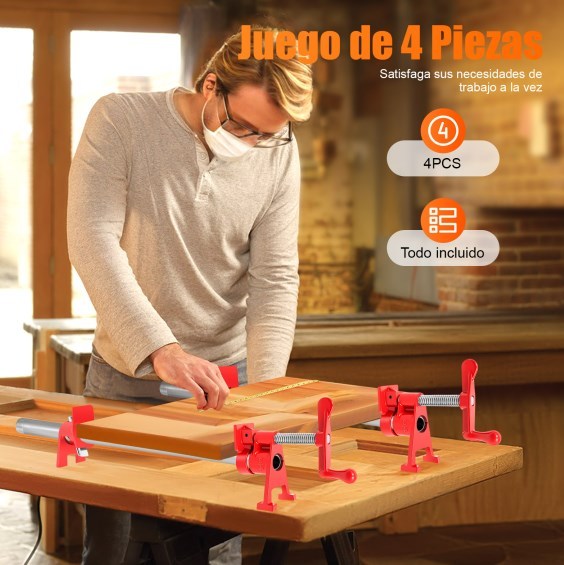 Juego de abrazaderas para tubos para encolar madera, Juego de abrazaderas para tubos para encolar madera de 3/4"