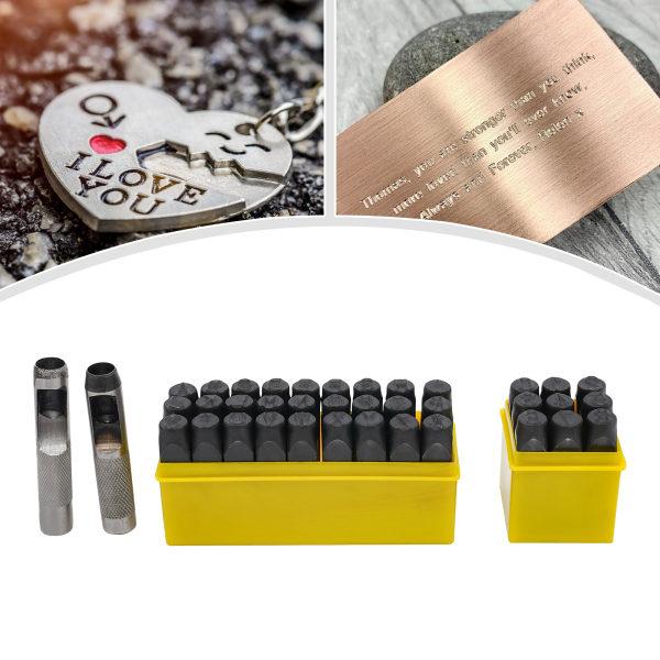 Juego de 36, Kit de punzones de estampación manual de metal, Herramienta de punzonado de letras de acero