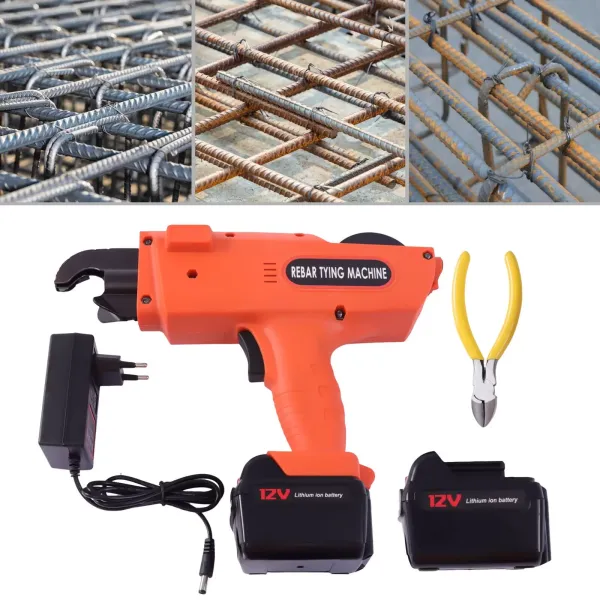 Máquina de encuadernación manual Rebar Animal Building Tying Machine Tool eléctrica Rebar encuadernadora automática 12 V 13200 M