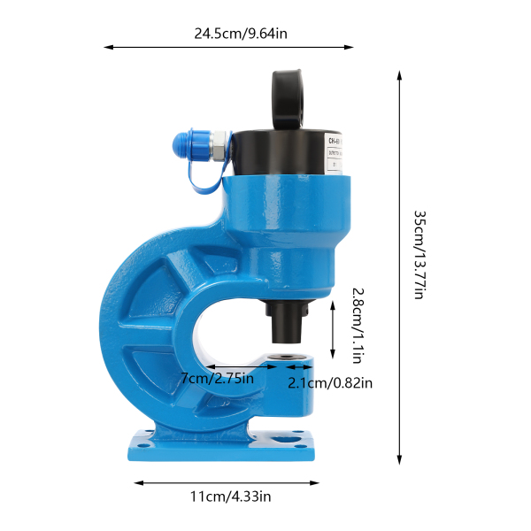CH-60 Punzonadora hidráulica, punzonadora, 4 Moldes de punzonado, Profundidad de la garganta: 95mm, 24,5*35cm, Azul