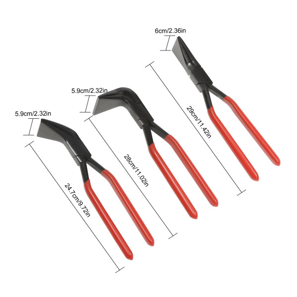 3Pcs Herramientas de chapa de metal para cerradoras manuales, Kit de alicates, herramienta dobladora de metal recta 45 ° y 90 °