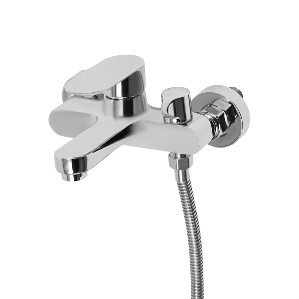 Juego de ducha con válvula mezcladora para baño, grifo de baño con ducha de mano, grifo de baño montado en la pared con cabezal de ducha - Plateado