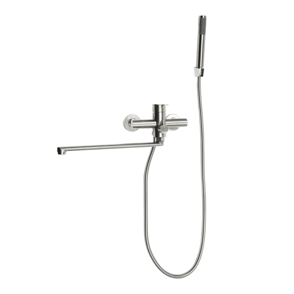22.5cm Mezclador de bañera con ducha de mano, acero inoxidable cepillado con desviador, grifo monomando con 1,5 m flexo de ducha