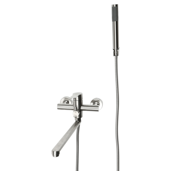 22.5cm Mezclador de bañera con ducha de mano, acero inoxidable cepillado con desviador, grifo monomando con 1,5 m flexo de ducha