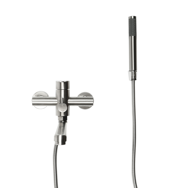 22.5cm Mezclador de bañera con ducha de mano, acero inoxidable cepillado con desviador, grifo monomando con 1,5 m flexo de ducha