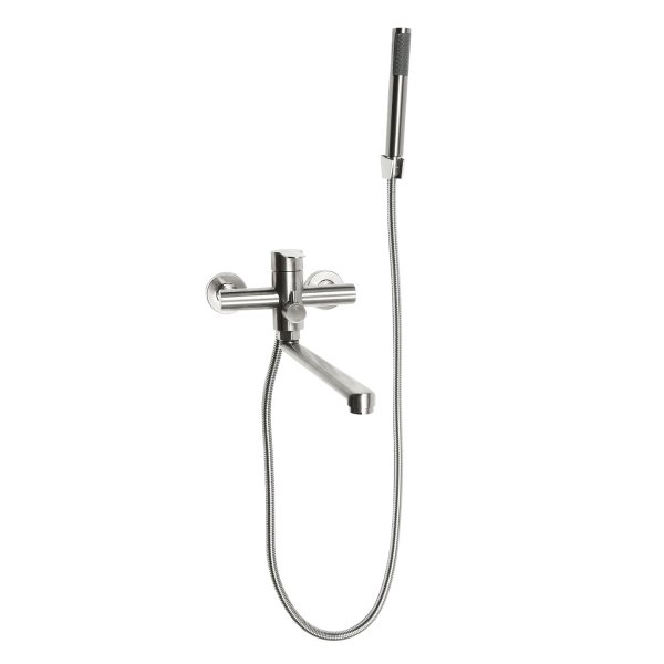 22.5cm Mezclador de bañera con ducha de mano, acero inoxidable cepillado con desviador, grifo monomando con 1,5 m flexo de ducha