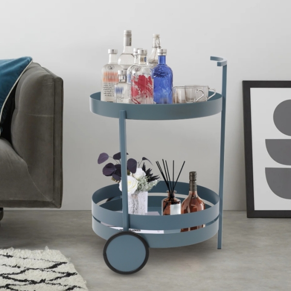 Carro de almacenamiento móvil redondo, carro de almacenamiento con ruedas, 40x61CM - azul Carro de almacenamiento móvil redondo, carro de almacenamiento con ruedas, 40x61CM - azul