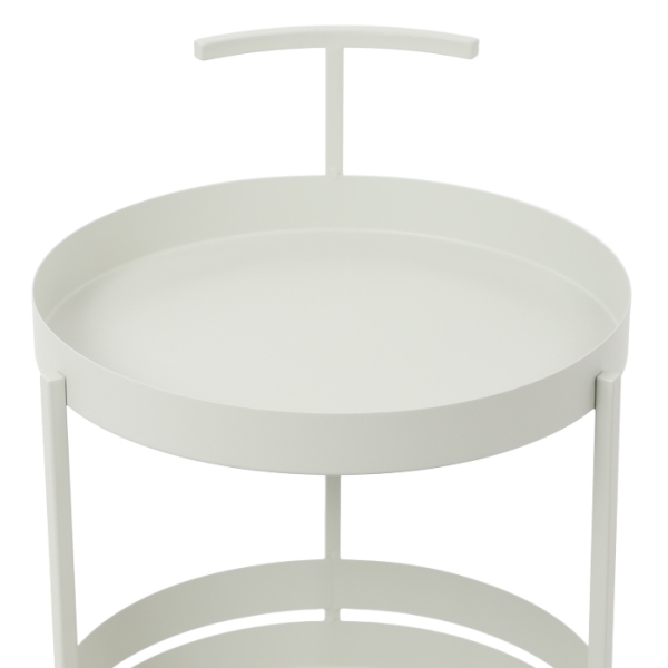 Carro de almacenamiento móvil redondo con ruedas, 40 x 61 cm, blanco