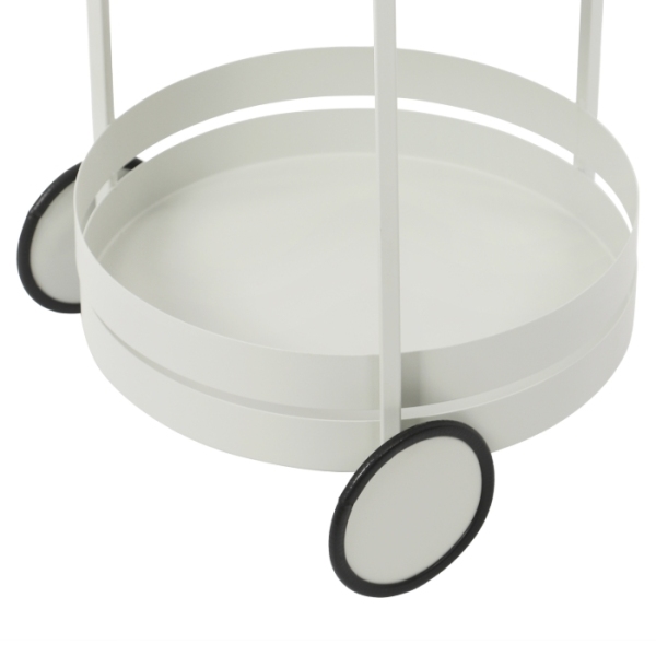 Carro de almacenamiento móvil redondo con ruedas, 40 x 61 cm, blanco