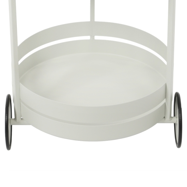 Carro de almacenamiento móvil redondo con ruedas, 40 x 61 cm, blanco