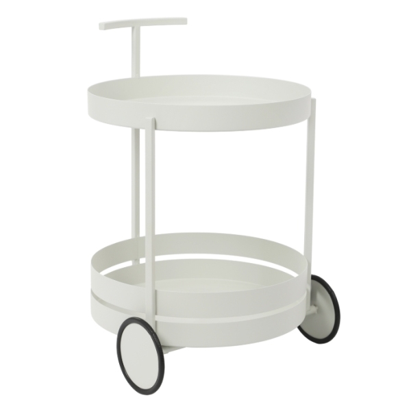 Carro de almacenamiento móvil redondo con ruedas, 40 x 61 cm, blanco