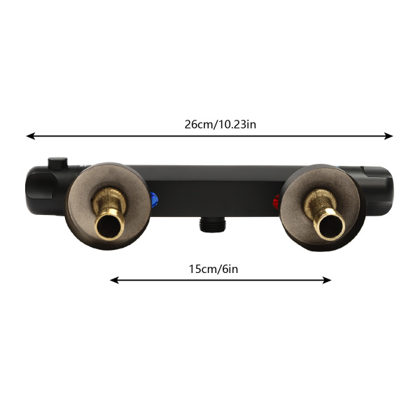 Grifo monomando termostático para ducha, Grifo monomando para ducha con bloqueo de seguridad a 38°C, Negro